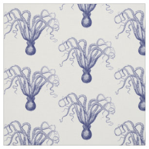 Tela Dibujo de pulpo estilizado vintage #8 azul