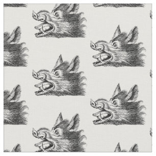 Tela Dibujo en blanco y negro de cabeza de jabalí vinta