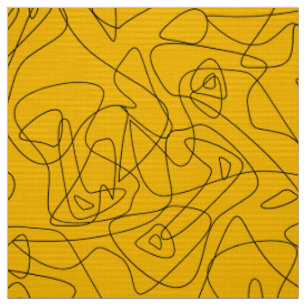 Tela Dibujos abstractos negros sobre un fondo amarillo