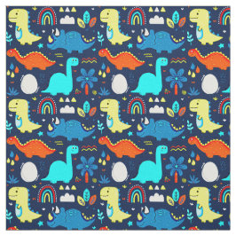 Tela Dibujos de dinosaurios y arbustos de color