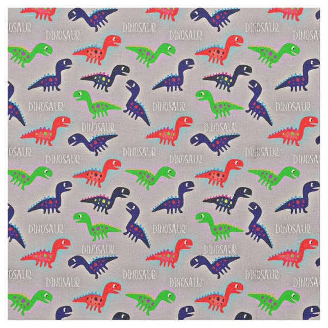 Tela Dibujos de niño de dinosaurio: palabra verde azul  (De cerca)