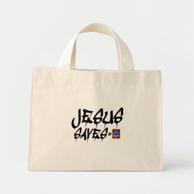 Tela Diminuto Aldi "Jesús salva" el bolso de aleta (Frente)
