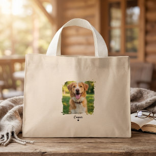 Tela Diminuto Bolso tipo tote personalizado con foto de perro - 