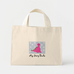 Tela Diminuto Mi Bolso de Libros Dinosaurio Rosa
