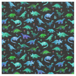 Tela Dinos extra pequeños en azul y verde en negro