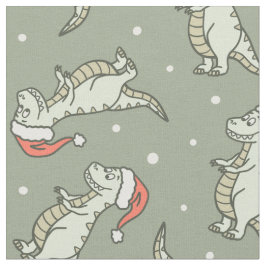 Tela Dinosaurio Niño Navidad Santa Claus Dino T-Rex Sag