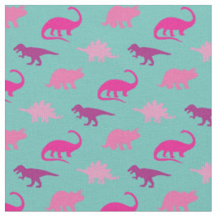 Tela Dinosaurios Cute Silhouettes Chicas rosados niños