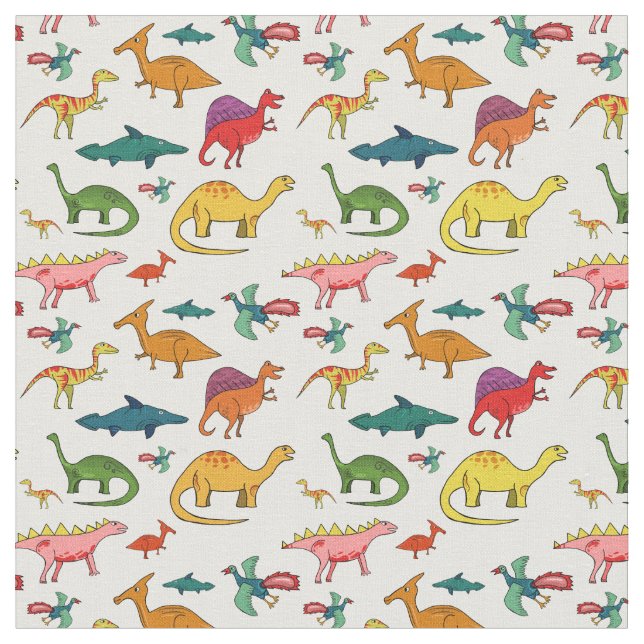 Tela Dinosaurios divertidos y coloridos (De cerca)