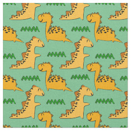 Tela Dinosaurios marrones con hierba en verde