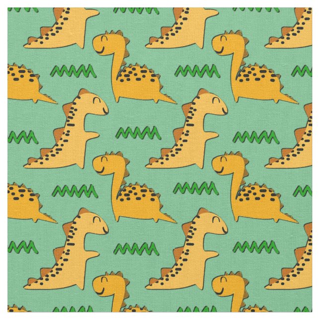 Tela Dinosaurios marrones con hierba en verde (De cerca)