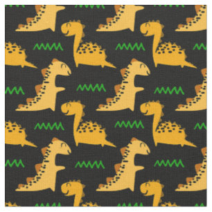 Tela Dinosaurios marrones con verde sobre negro