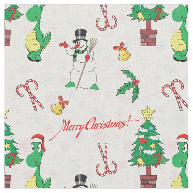 Tela dinosaurios navidades y muñecos de nieve (De cerca)