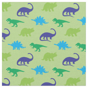 Tela Dinosaurios Siluetas Lindas Azul y Verde Niños