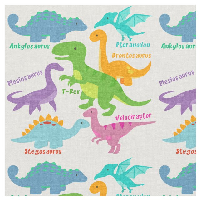 Tela Dinosaurios Y Nombres Infantiles (De cerca)