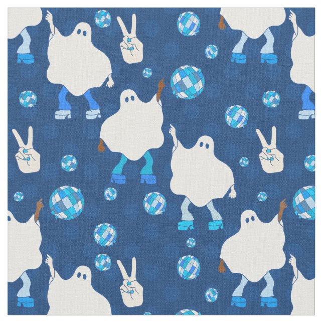 Tela disco halloween fantasma africano azul (De cerca)