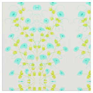 Tela Diseñador floral turquesa