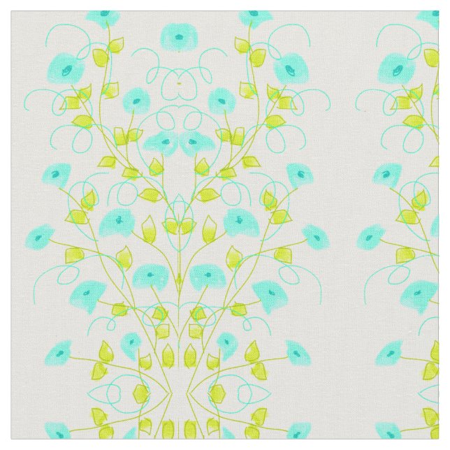 Tela Diseñador floral turquesa (De cerca)
