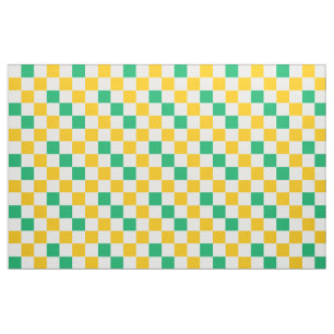 Tela Diseño a cuadros amarillo blanco verde