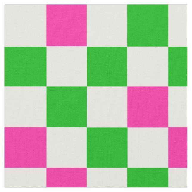 Tela Diseño a cuadros rosa blanco verde (De cerca)