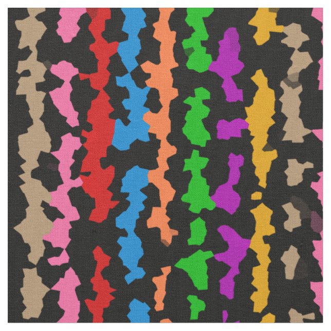 Tela Diseño abstracto irregular colorido negro (De cerca)
