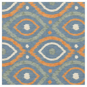 Tela Diseño abstracto retro en azul estilo navajo Ikat