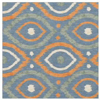 Tela Diseño abstracto retro en azul estilo navajo Ikat