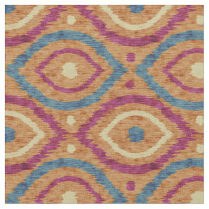 Tela Diseño abstracto retro en azul estilo navajo Ikat