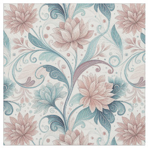 Tela Diseño Artístico de Flores en Remolino Floral Past