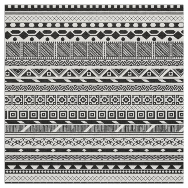 Tela Diseño azteca blanco negro lindo de los modelos (Retal)