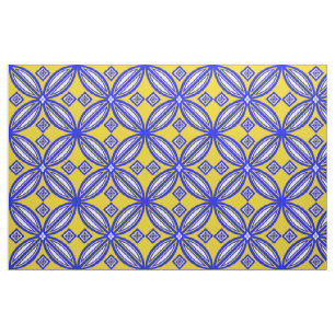 Tela Diseño azul y amarillo de la teja de Talavera