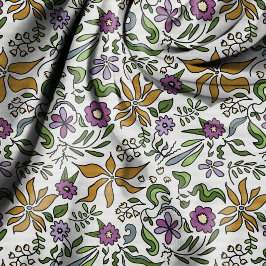 Tela Diseño botánico de flores doradas dibujadas a mano