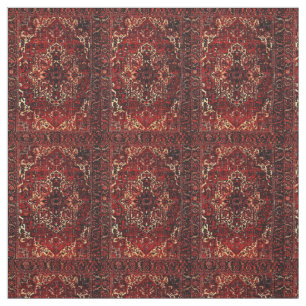 Tela Diseño de alfombras orientales en rojo oscuro