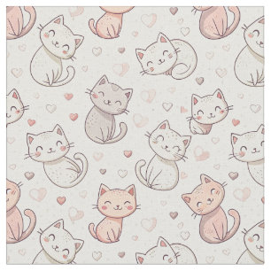 Tela Diseño de Arte de Gatos Chibi Adorables - Arte de 