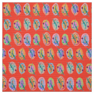 Tela Diseño de arte folclórico de hojas y bayas