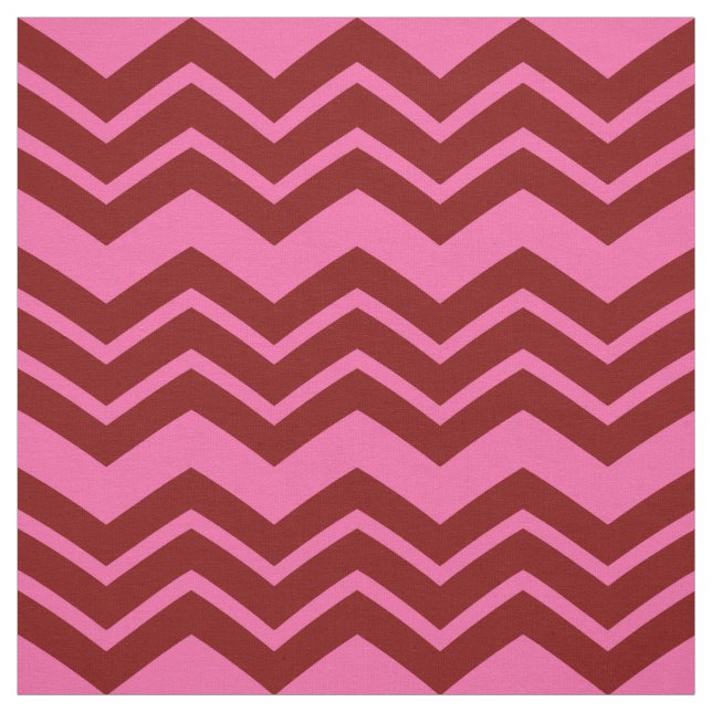 Tela Diseño de Chevron Zigzag Rojo Granate Rosa  (Retal)