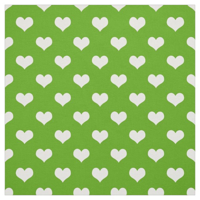 Tela Diseño de corazones encantadores verdes y blancos (Retal)