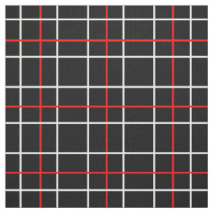Tela Diseño de Cuadro Negro con Líneas Blancas y Rojas