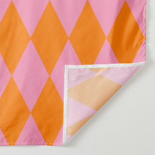 Tela Diseño de cuadros arlequín de naranja y rosa