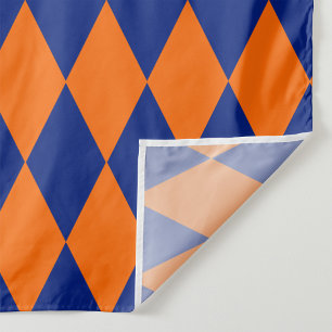 Tela Diseño de cuadros arlequín naranja y azul