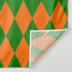 Tela Diseño de cuadros arlequín naranja y verde