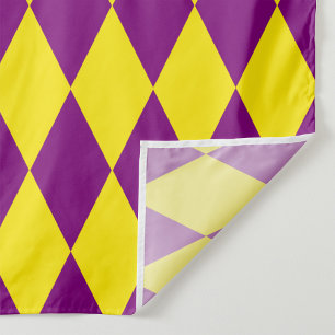 Tela Diseño de cuadros arlequín púrpura y amarillo