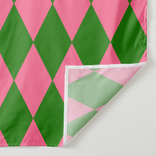 Tela Diseño de cuadros de arlequín rosa y verde