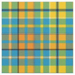 Tela Diseño de cuadros escoceses azul amarillo naranja