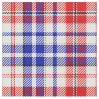 Tela Diseño de cuadros escoceses blanco rojo azul