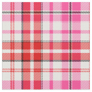 Tela Diseño de Cuadros Escoceses Blanco Rojo Rosa