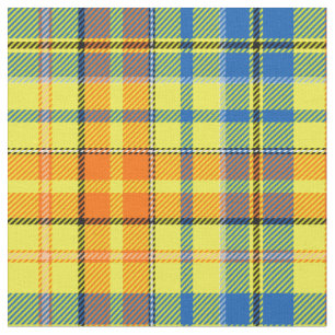 Tela Diseño de cuadros escoceses naranja azul amarillo