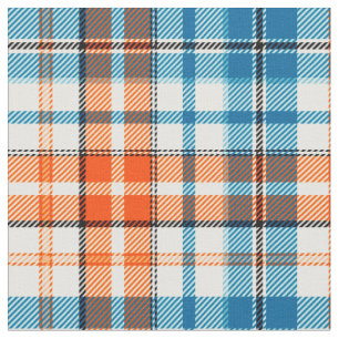 Tela Diseño de cuadros escoceses naranja azul blanco