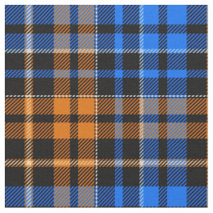 Tela Diseño de cuadros escoceses naranja azul negro