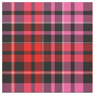 Tela Diseño de cuadros escoceses rojo negro rosa
