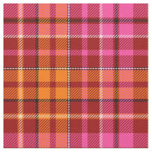 Tela Diseño de cuadros escoceses rojo rosa naranja